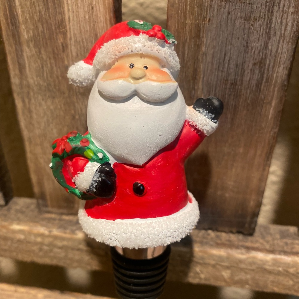 Christmas Wine Stopper, Santa Claus Wine Stopper, Santa Claus Bottle Stopper